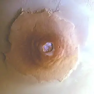 Wodny szron w kalderze Olympus Mons