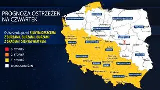 Prognoza zagrożeń IMGW na czwartek