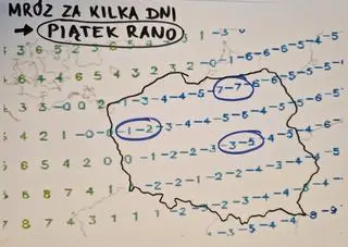 Wstępna prognoza temperatury w piątek 18.11