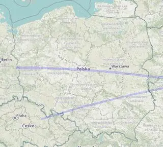 Miejsca, gdzie widoczne były przeloty ISS na tle Księżyca - noc 14/15.05