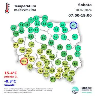 Temperatura maksymalna w sobotę