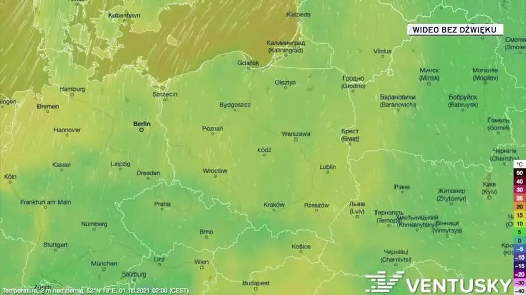 Prognozowana temperatura w dniach 1