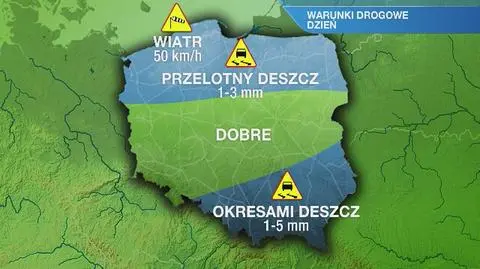 Warunki drogowe w poniedziałek