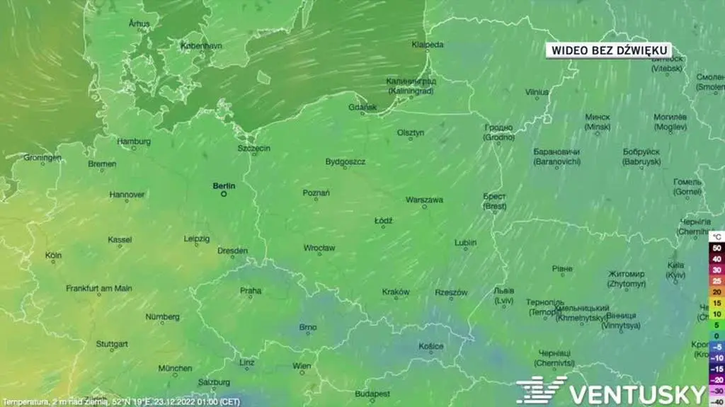 Prognozowana temperatura w dniach 23-27