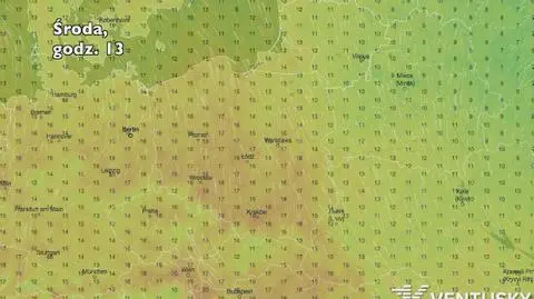 Temperatura w ciągu najbliższych pięciu dniu (Ventusky