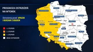 Prognoza alertów meteorologicznych na wtorek