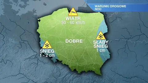 Warunki drogowe w nocy 8/9.12