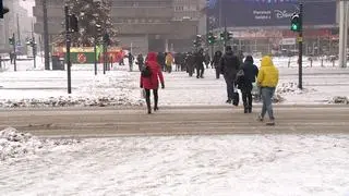 Śnieg sypie w Łodzi