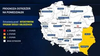Prognoza zagrożeń IMGW na poniedziałek