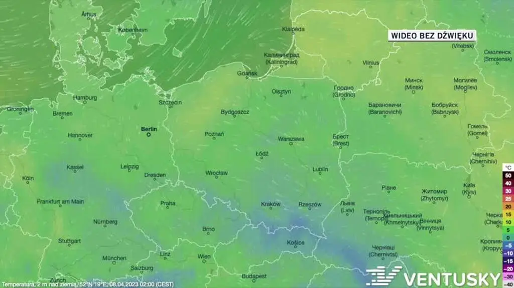 Prognozowana temperatura w dniach 8-12