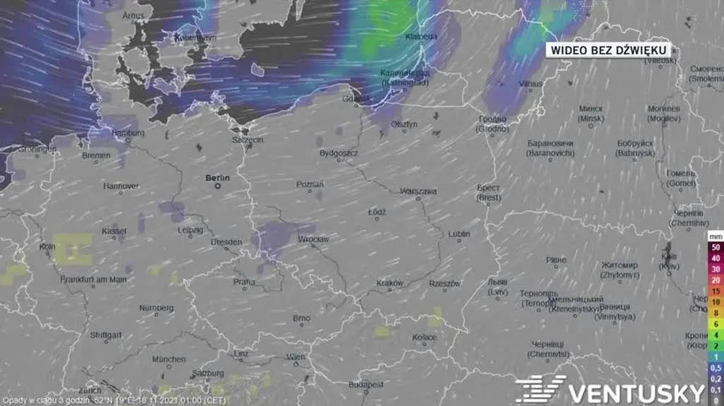 Prognozowane opady w ciągu kolejnych dni