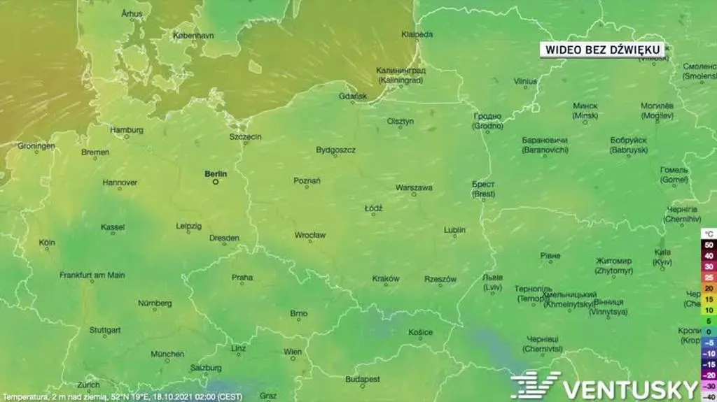 Prognozowana temperatura w ciągu kolejnych dni
