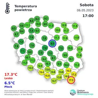 Temperatura powietrza o godz. 17
