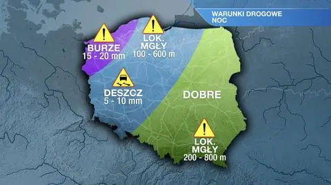 Warunki drogowe w nocy 15/16.09