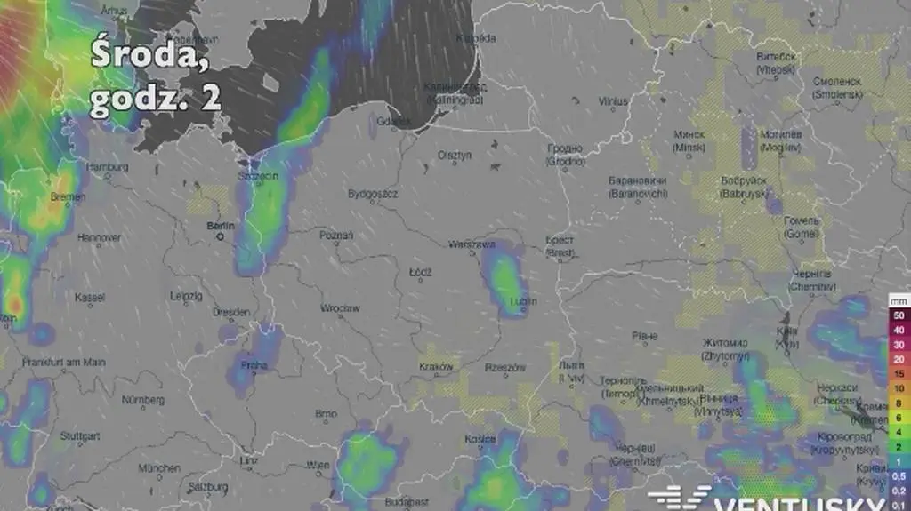 Opady w najbliższych dniach (ventusky