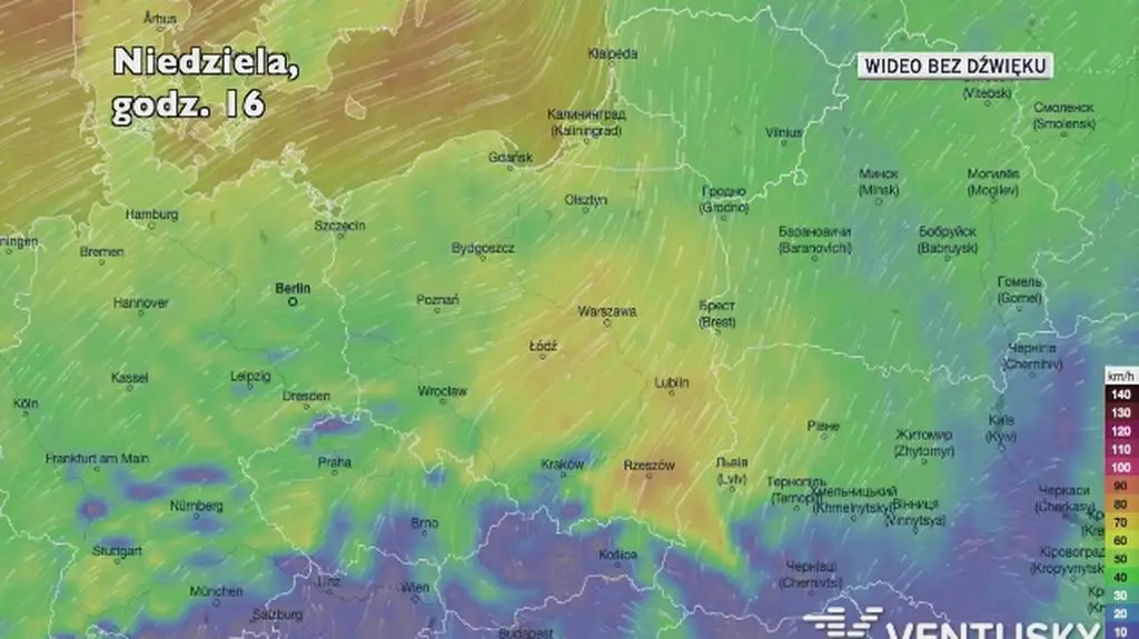 Prognozowane porywy wiatru w najbliższych dniach 