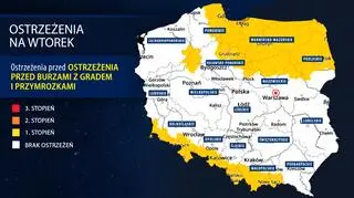 Prognoza zagrożeń IMGW na wtorek