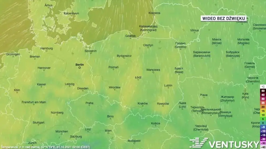 Prognozowana temperatura w ciągu kolejnych dni
