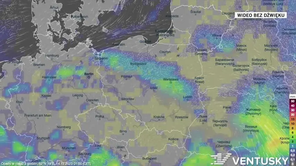 Prognozowane opady na kolejne dni