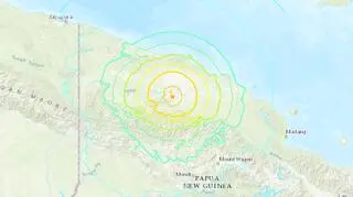 Lokalizacja trzęsienia ziemi w Papui-Nowej Gwinei