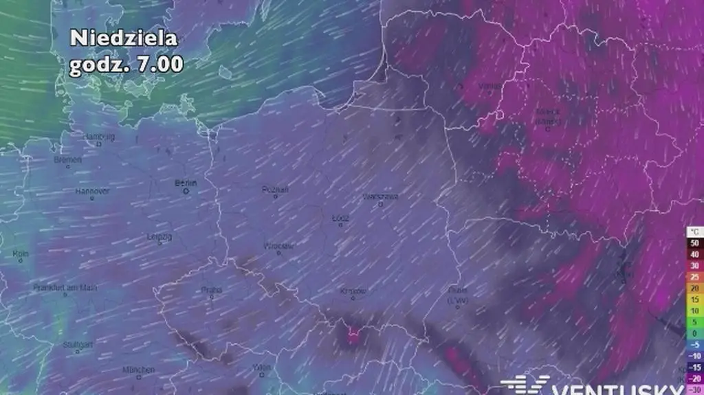Prognoza temperatury na najbliższe dni (ventusky