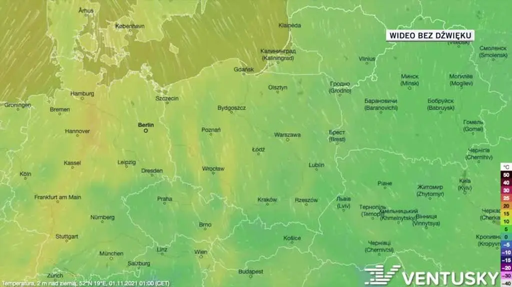 Prognozowana temperatura w dniach 1-5