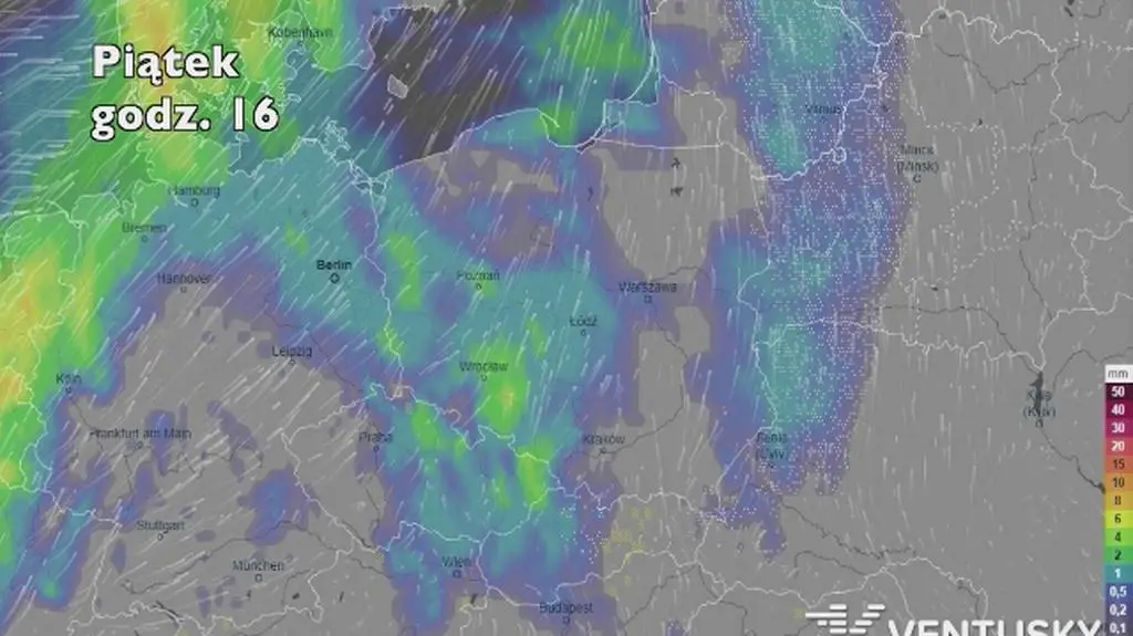 Opady w najbliższych dniach (ventusky