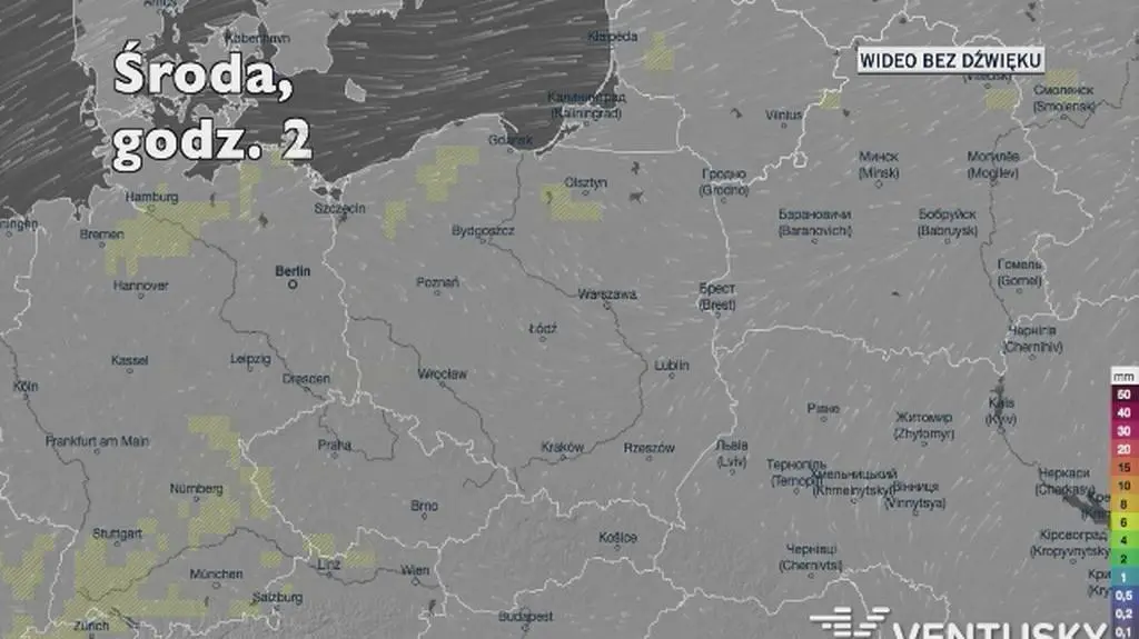 Prognozowane opady w kolejnych dniach (Ventusky