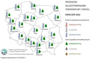 Prognoza długoterminowa temperatury i opadu dla kwietnia 2022