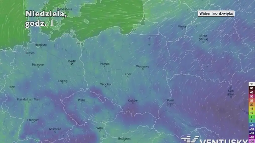 Temperatura w ciągu najbliższych pięciu dni (Ventusky