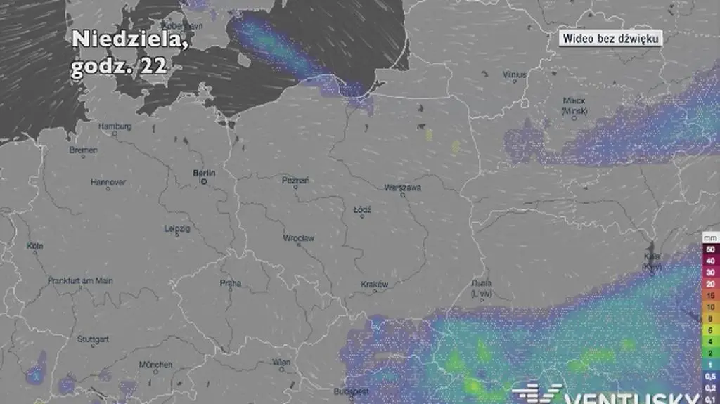 Opady w ciągu najbliższych pięciu dni (Ventusky