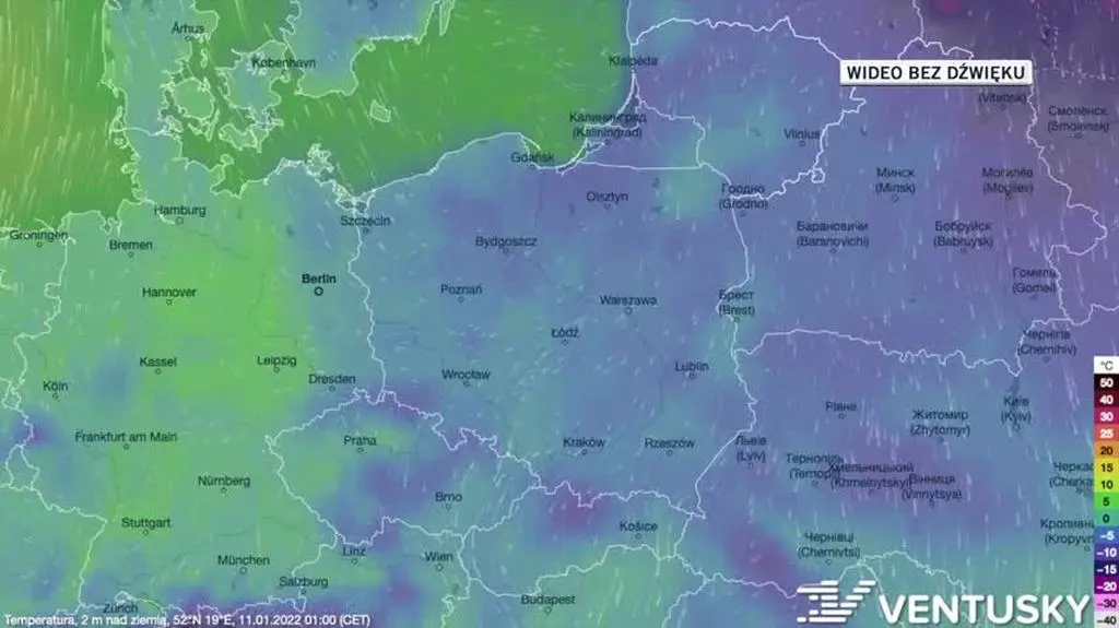Prognozowana temperatura w dniach 11-15
