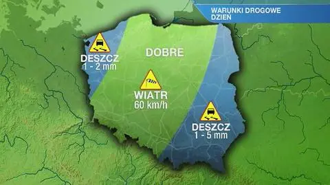 Warunki drogowe w poniedziałek