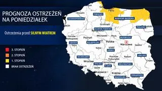 Prognoza zagrożeń na poniedziałek