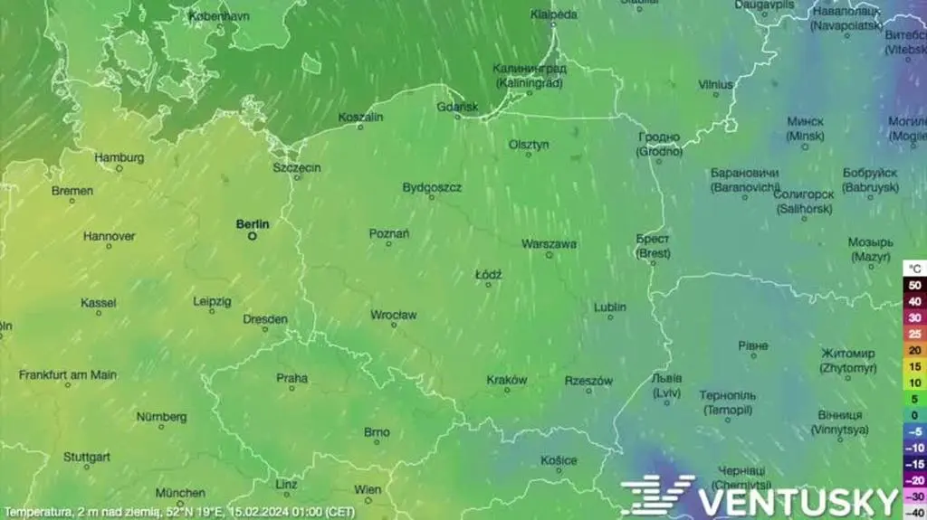 Prognozowana temperatura w kolejnych dniach