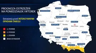 Prognoza zagrożeń IMGW na poniedziałek i wtorek
