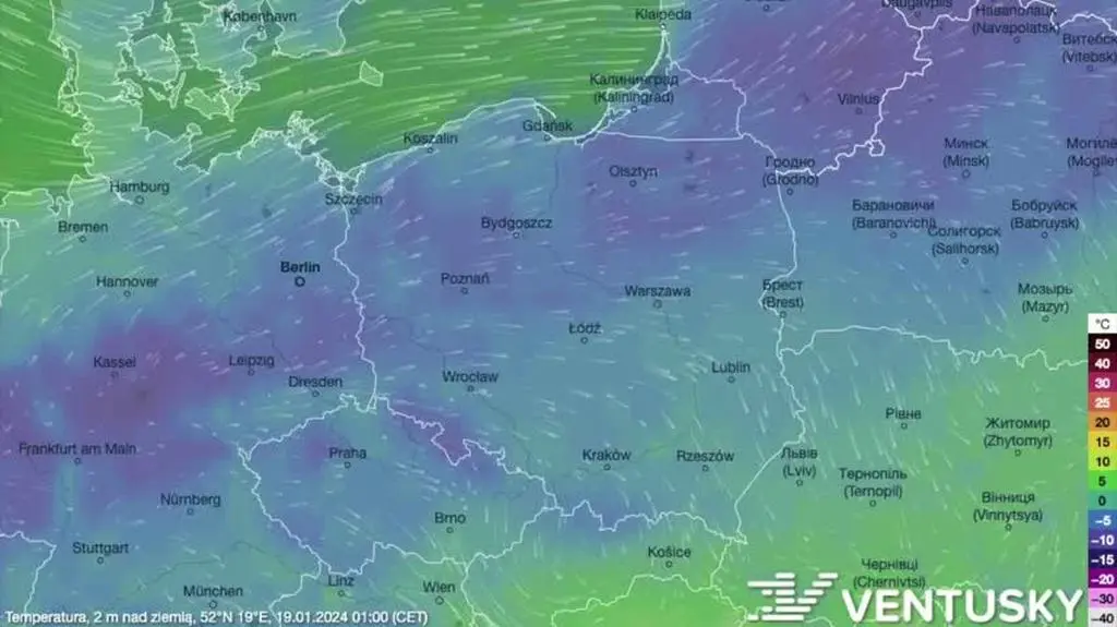 Prognozowana temperatura na kolejne dni