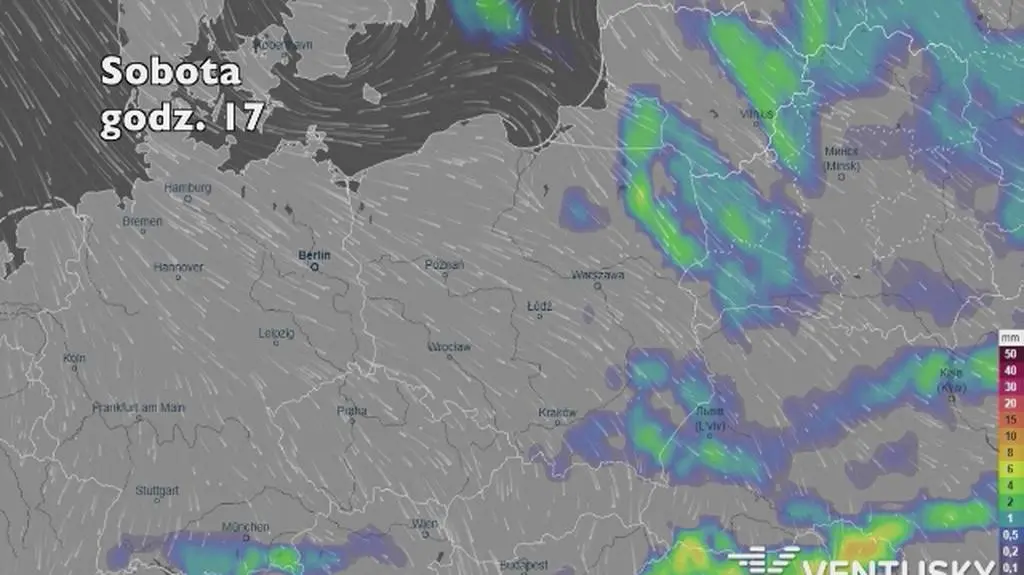 Opady w najbliższych dniach (ventusky