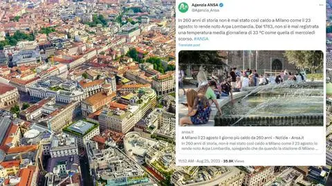 Środa była najgorętszym dniem w Mediolanie od 260 lat