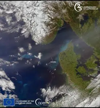 Dym z pożarów w Kanadzie nad Szwecją i Danią, maj 2023
