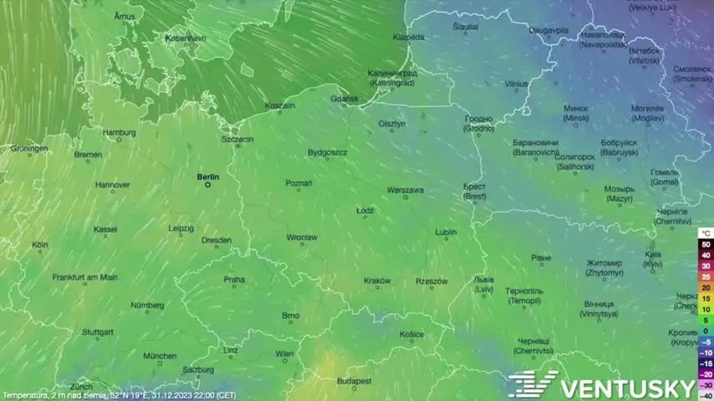 Prognozowana temperatura na noc sylwestrową i Nowy Rok