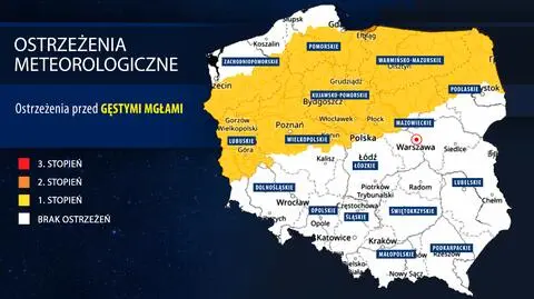 Poranne mgły. Część Polski objęta żółtymi alertami