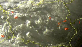 Wyładowania nad Polską, godz. 21
