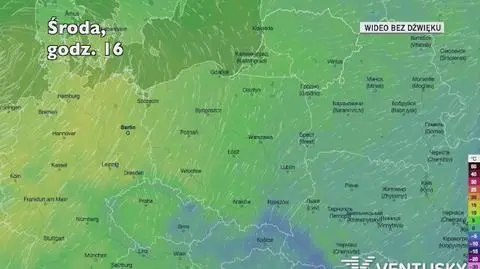 Prognozowana temperatura w kolejnych dniach (Ventusky