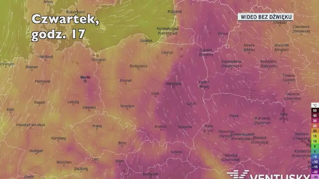Temperatura w ciągu najbliższych dni (Ventusky