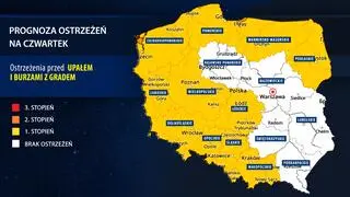 Prognoza alertów meteorologicznych na czwartek