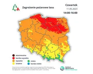 Zagrożenie pożarowe lasu, czwartek 11.05