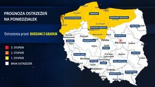 Prognoza zagrożeń IMGW na poniedziałek