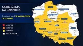 Prognoza zagrożeń IMGW na czwartek