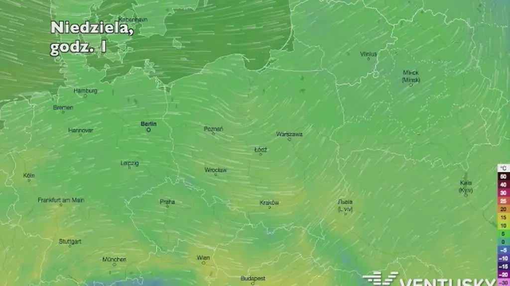 Temperatura w ciągu najbliższych dni (Ventusky